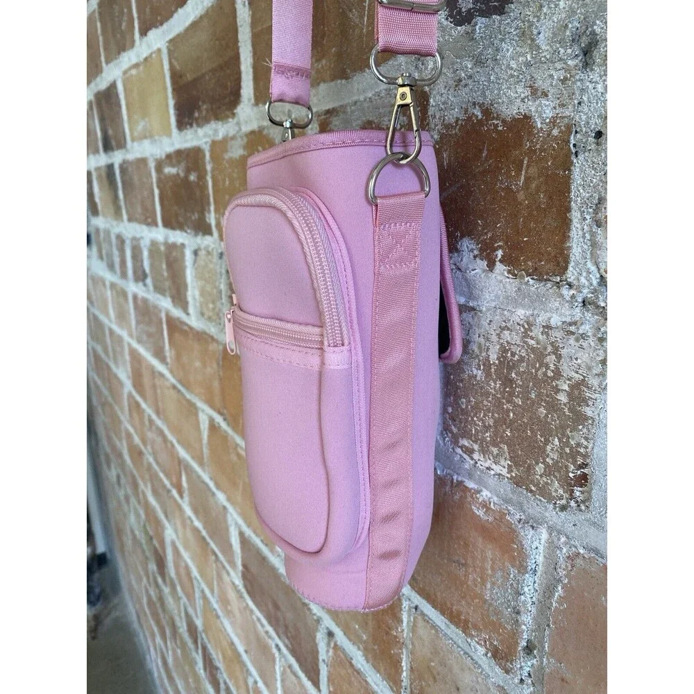 Pink Crossbody Stanley Cup Tumbler Water Bottle Travel Carrier Holder - Picture 1 of 9